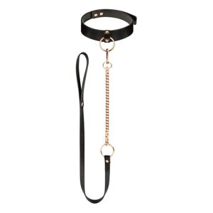 Obojok s vodítkom Rosy Gold Collar with Leash čierny